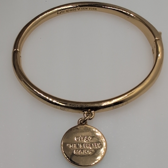 Kate Spade Gold Bangle Turquoise Blue Virgo "She's pretty Major" Horoscope Charm - Picture 5 of 7